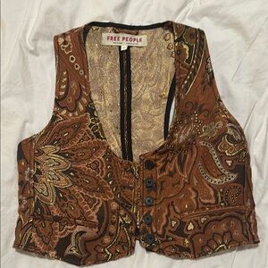 Free People Brown Gold Vest